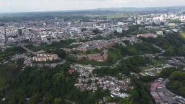 Kolombiya, manzara, çiftlikler ve kentsel alanların hava fotoğrafları