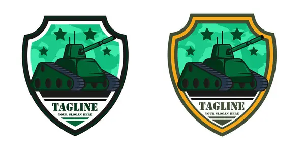Krigstankens Emblem Combat Armé Spår Tank Med Grön Färg Och — Stock vektor