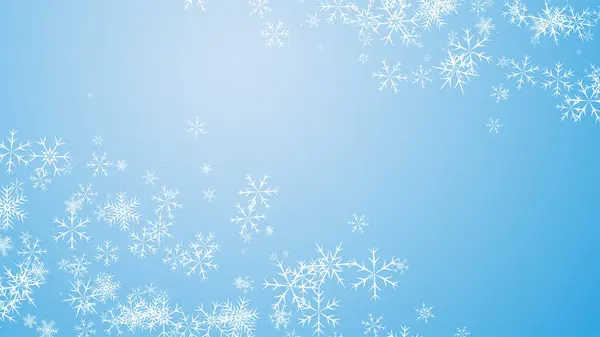 Winter Blue Background Snowflakes Effect Frost Cold Ice Festive Horizontal — Stock Vector