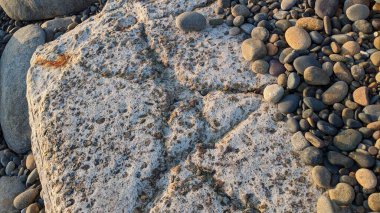 Güney Kaliforniya 'da tenha plajlar, gün batımları, sörfçüler, gelgit havuzları, palmiye ağaçları ve Encinitas Kaliforniya' daki Swamis Resif Sörf Parkı 'ndaki kaya soyutlamaları.