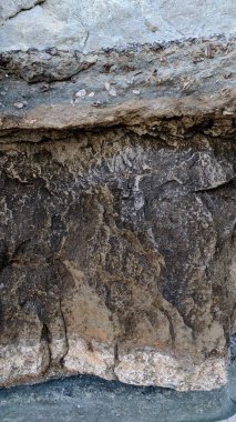 Swamis Sahili 'nin soğuk erimiş kayaları. 50 yıl önce, Swamis Resif Parkı Encinitas 'taki Swamis Sörf Parkı Encinitas' ta sörf yapan kayalar tarafından çevrelenmiş eski nehir kayalarıyla çevrelenmiş erozyon kontrol kayaları..