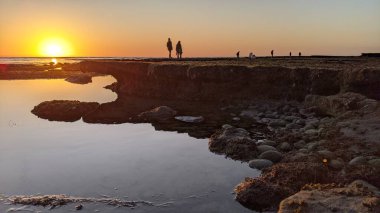 Günbatımları, siluetleri, sörfçüleri, gel-git havuzları ve Kaliforniya 'daki Cardiff ve Swamis plajlarında palmiye ağaçları olan Güney Kaliforniya sahneleri..