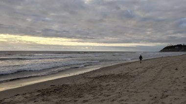 Swamis Sahili 'nin Erimiş Kayalıkları. 50 yıl önce Swamis Resif Parkı Encinitas 'taki sörf karışımında eski nehir taşlarıyla çevrili erozyon kontrol kayaları kıyıya bırakıldı..