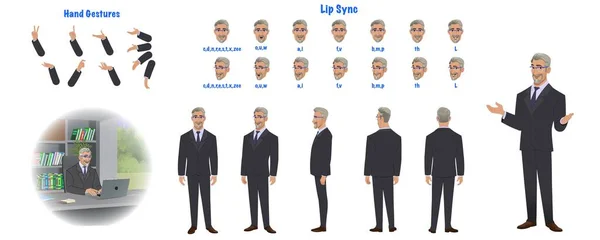 Férfiak Tervei Karaktermodell Lap Elölről Oldalról Hátulról Animált Karakter Karakter — Stock Vector