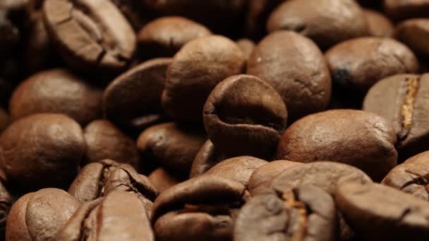 アラビアコーヒー豆スライダーマクロショット 豊かな食感 — ストック動画