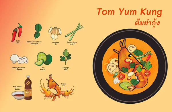 Tom Yum汤泰菜谱 — 图库矢量图片