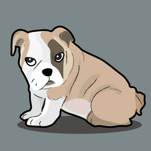 Schöne Bulldogge Zeichentrickfigur Hund — Stockvektor