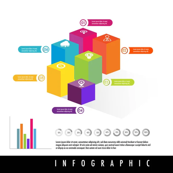 Modelo Infográfico Gráfico Caixa Para Direção Negócios Estratégia Marketing Diagrama — Vetor de Stock