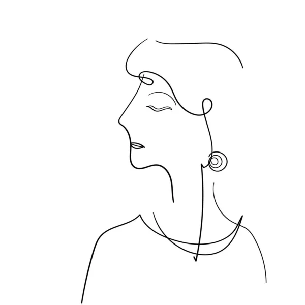 Одна Лінія Жіночий Персонаж Обличчя Портрет Мінімальний Стиль — стоковий вектор