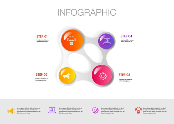 Infografik Vorlage Schritt Analyse Für Marketing Kann Diagramm Framework Vision — Stockvektor