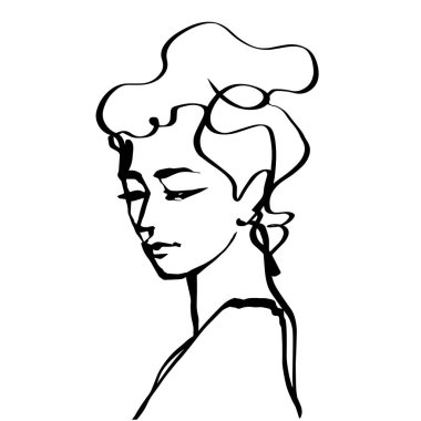 Tek çizgi soyut kadın portresi karakteri