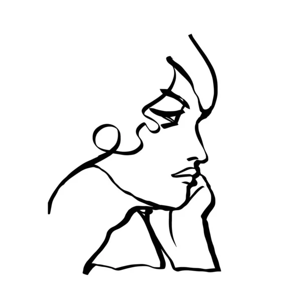 Одинарна Контурна Лінія Абстрактний Жіночий Портретний Персонаж — стоковий вектор