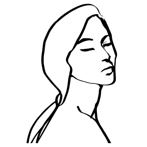 Jednoobrysová Čára Abstraktní Ženský Portrétní Znak — Stockový vektor