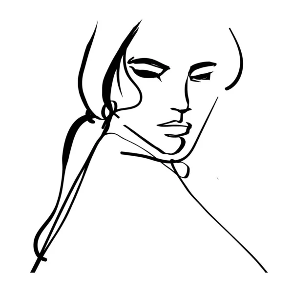 Одинарна Контурна Лінія Абстрактний Жіночий Портретний Персонаж — стоковий вектор