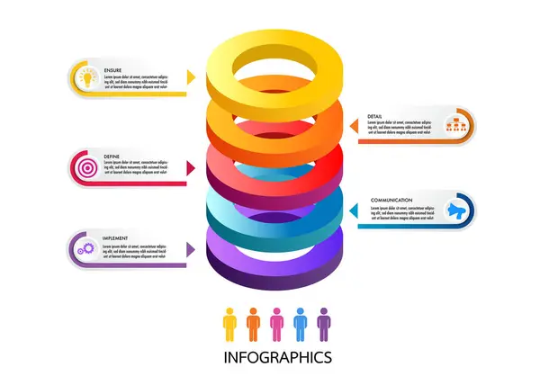 Etapas Círculo Infográfico Para Apresentação Negócios Infográfico Descreve Etapas Processo — Vetor de Stock