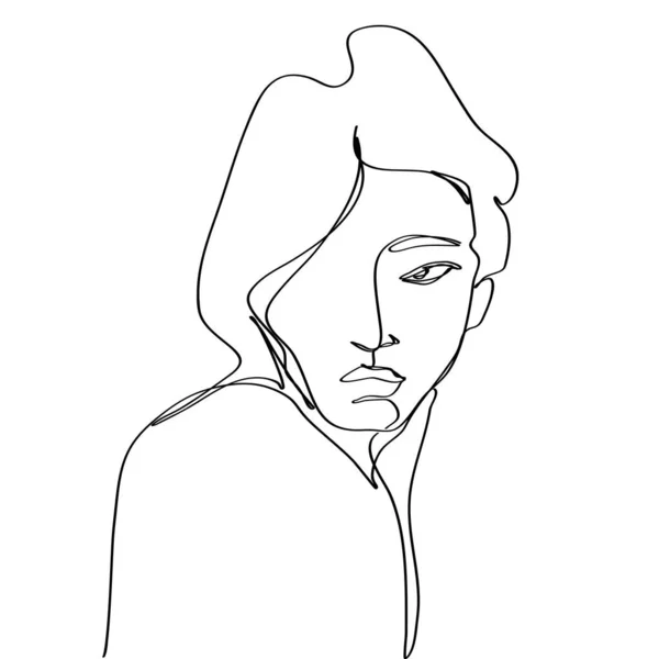 Abstraktní Jednoduchá Obrysová Čára Ženský Znak Tvář Portrét — Stockový vektor