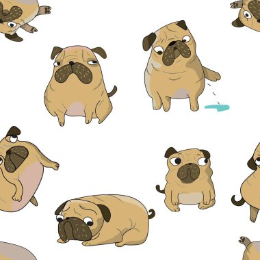 pug, bulldog, köpek desenli tekstil, kumaş, duvar kağıdı