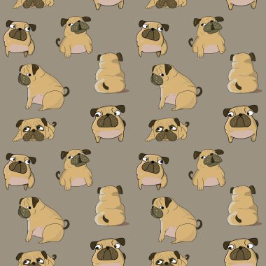pug, bulldog, köpek desenli tekstil, kumaş, duvar kağıdı