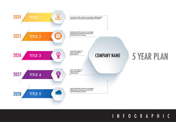 Шаблон вехи 5-летнего плана для презентации, чтобы помочь вам легко определить, какой этап проекта