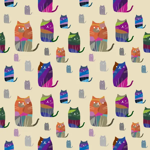 stock vector cat pattern1colorful cute graphic cats seamless pattern style. Vector illustration for fashion textile print with texture