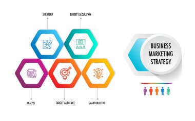  İş için bilgi şablonu 5 adım seçeneği modern tasarım planlaması, veri, strateji, diyagram