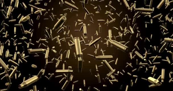 现实的3D子弹从地下弹射出军事目标战弹匪帮在黑色背景下与暴力作斗争 — 图库视频影像