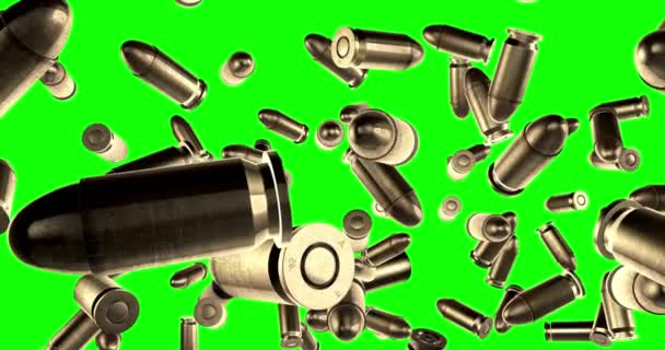 Kurşunlar Düşüyor Animasyon Silahı Ordu Ateşli Silahı Izole Edilmiş Korucu — Stok video