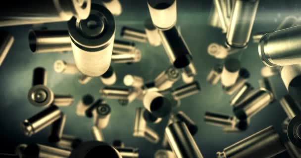 Realistische Kugeln Fallen Von Unten Amo Waffe Verbrechen Militärische Ziel — Stockvideo