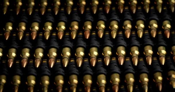 Closeup Bullets Mass Production Concept Bullet Rij Groep Geweren Met — Stockvideo