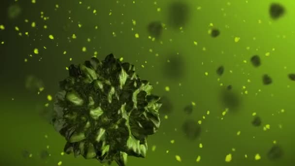 Células Bactérias Animadas Microscópio Vírus Saúde Fundo Médico Fundo Verde — Vídeo de Stock