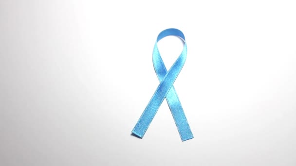 Światowy Dzień Raka Lutego Realistyczna Niebieska Wstążka Animacja Symbolem Krajowego — Wideo stockowe