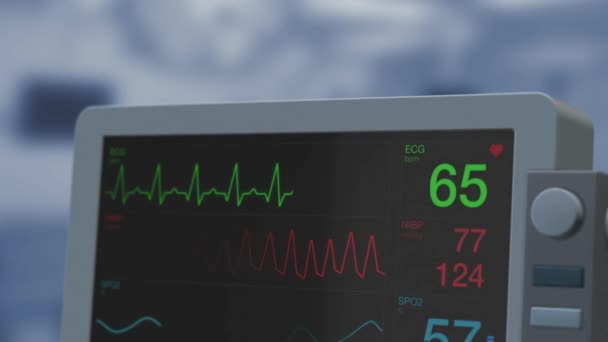Kalp Atışı Kardiyogramı Kalp Monitörü Yeşil Hastane Konsepti Hasta Tasarımı — Stok video