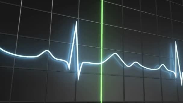 Serce Bicie Kardiogram Serce Monitor Linia Zielony Szpital Koncepcja Źle — Wideo stockowe