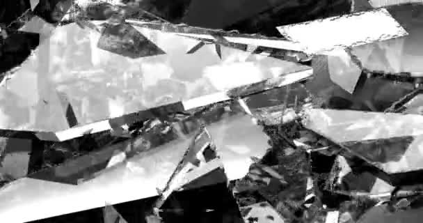 ガラスの破片スローモーションアニメーション3D Vfx隔離されたホワイトテクノロジーアイコンブラックレンダリングビデオコンピュータの背景 — ストック動画
