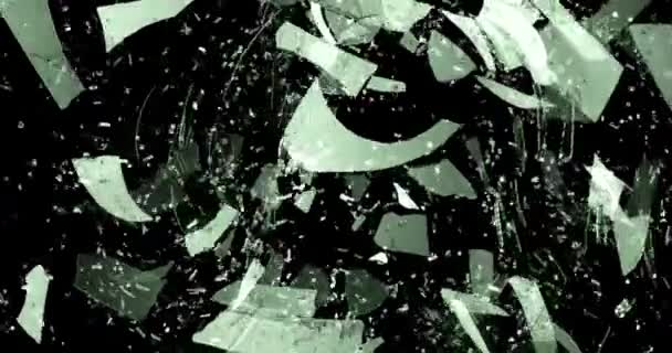 Zertrümmert Glasstück Zeitlupenanimation Vfx Isoliert Weiße Technologie Symbol Schwarz Rendern — Stockvideo