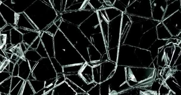粉砕ガラスのスローモーションシャッターミラー壊れたクラックガラス視覚効果Vfx 3Dドロップ効果 — ストック動画