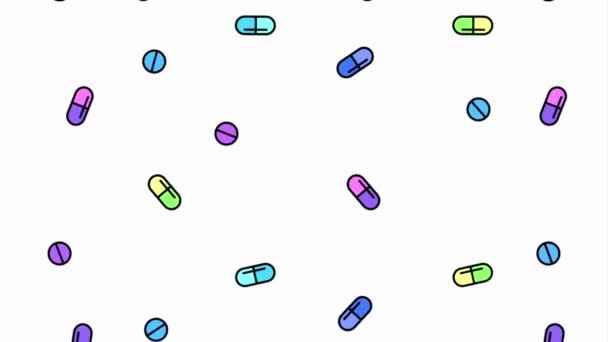 Medicamentos Animados Cápsulas Tratamiento Concepto Salud Antecedentes Atención Médica Infografía — Vídeos de Stock