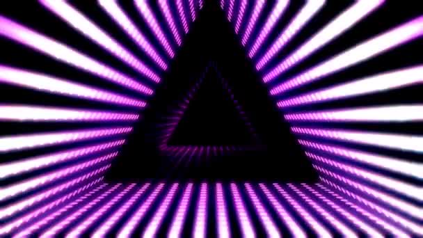Triângulo Neon Luz Brilhante Azul Zoom Fundo Abstrato Brilho Fundo — Vídeo de Stock