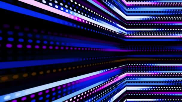 Astratto Sfondo Neon Tunnel Girando Destra Animato Luci Curve Colorate — Video Stock