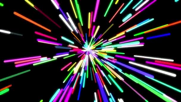 Abstrakter Neon Kreativer Hintergrund Lichtgeschwindigkeit Konzept Hyper Sprung Wunderschönes Feuerwerk — Stockvideo
