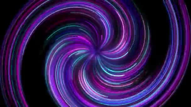 Astratto Neon Sfondo Raggi Ultravioletti Spirale Linee Luminose Realtà Virtuale — Video Stock