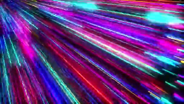 Abstrait Fond Néon Tunnel Tournant Droite Animé Courbé Lumières Colorées — Video