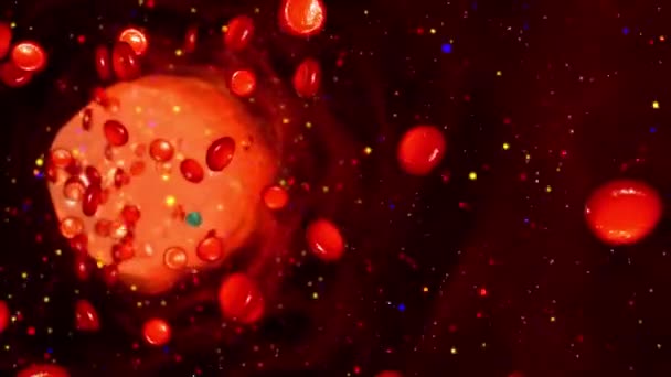 Červené Krvinky Plovoucí Krví Cirkulující Cévách Lékařský Koncept Bezešvé Smyčkové — Stock video