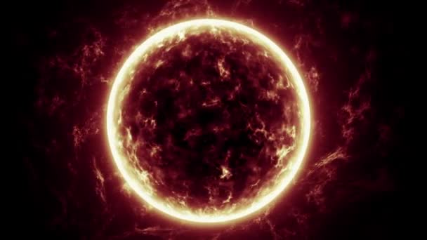 Zoom Sun Burning Sun Planet Space Orbit Sky Solar Flares — Stock Video
