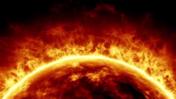 Sol Com Explosões Solares Animação Queima Sol Animação Renderização Noite — Vídeo de Stock