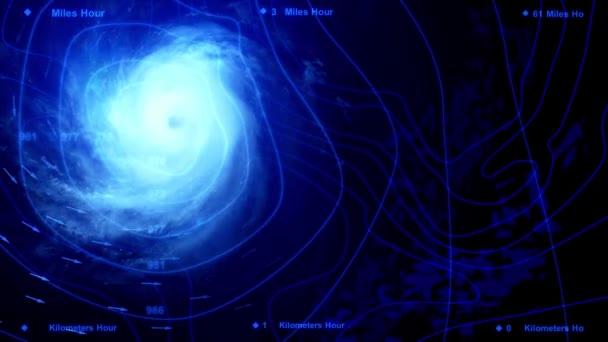 Monitorar Previsão Meteorológica Massive Hurricane Spins Open Ocean Vista Atlântica — Vídeo de Stock