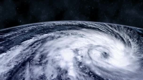 Массивный Ураган Вращается Над Открытым Океаном Атлантический Вид Космоса Анимации — стоковое видео