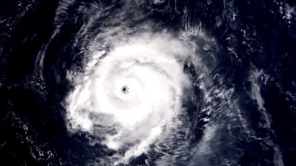Медленно Вращающийся Циклон Наблюдаемый Космического Глаза Большого Тайфуна Ураган Океане — стоковое видео