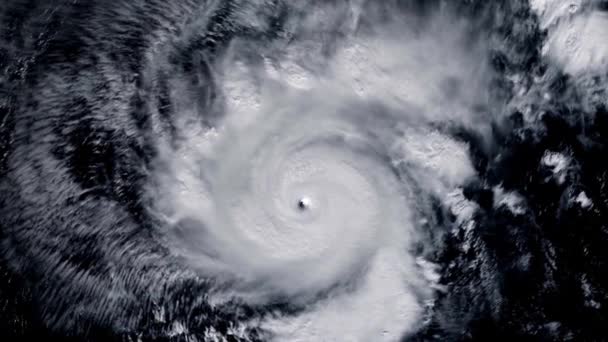 Powoli Obracający Się Cyklon Oglądany Kosmicznego Oka Dużego Tajfunu Huragan — Wideo stockowe