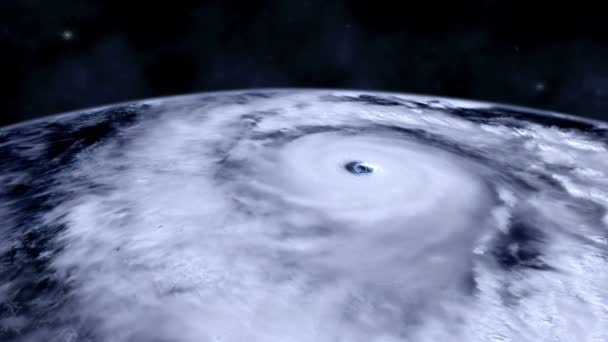 Slowly Rotating Cyclone Viewed Space Eye Large Typhoon Hurricane Ocean — Stock Video